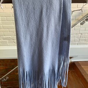 Anthropologie Soft Blue Fringe Wrap